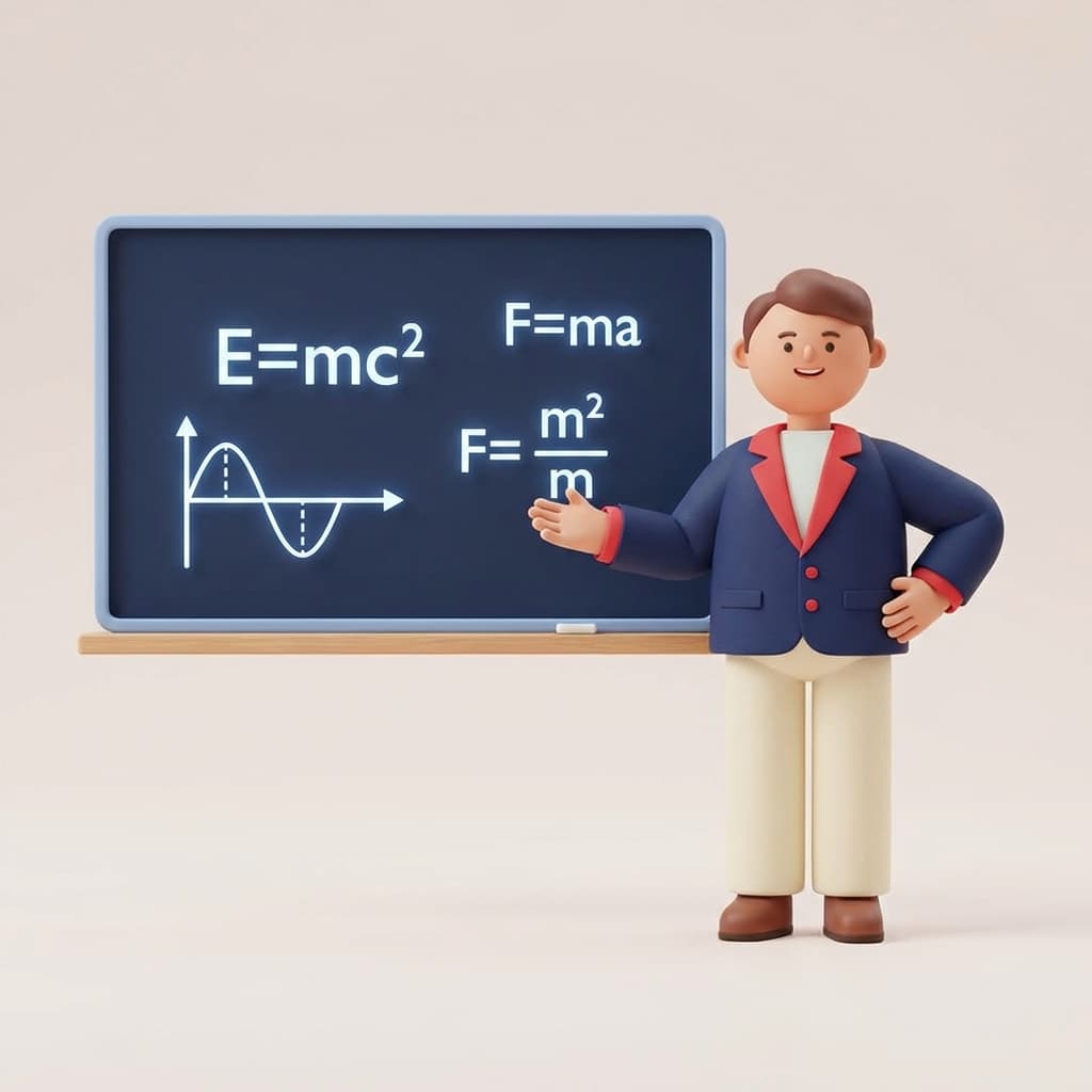 3D Physics Teacher Illustration